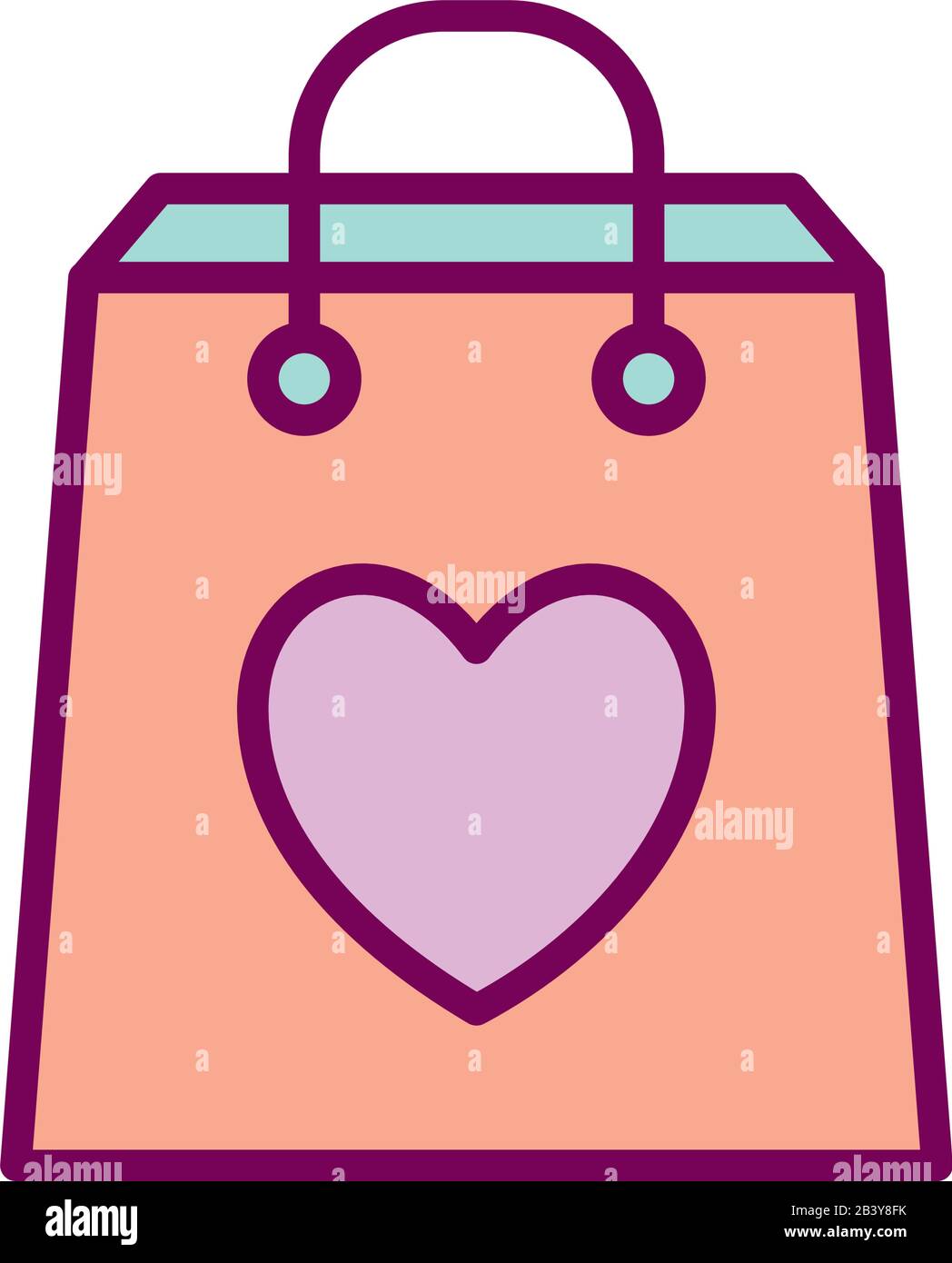 Isolated shopping bag with heart line and fill style icon vector design ...