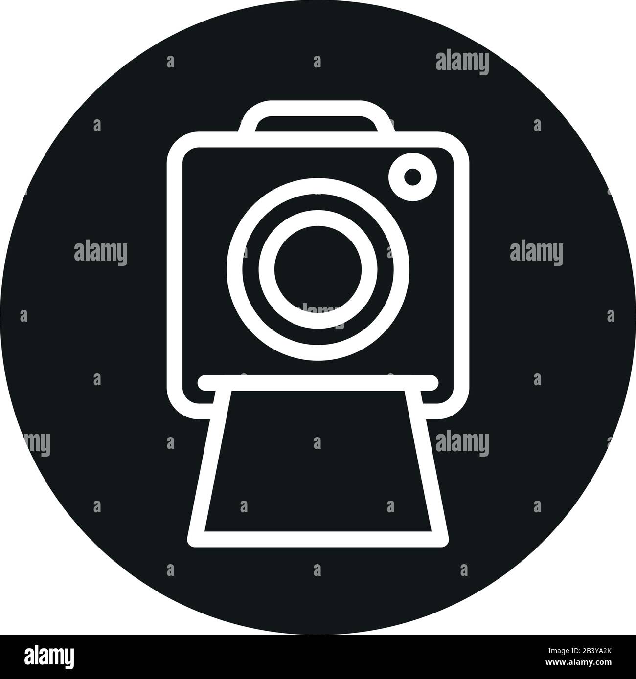 instant camera device line block style icon design, photography ...