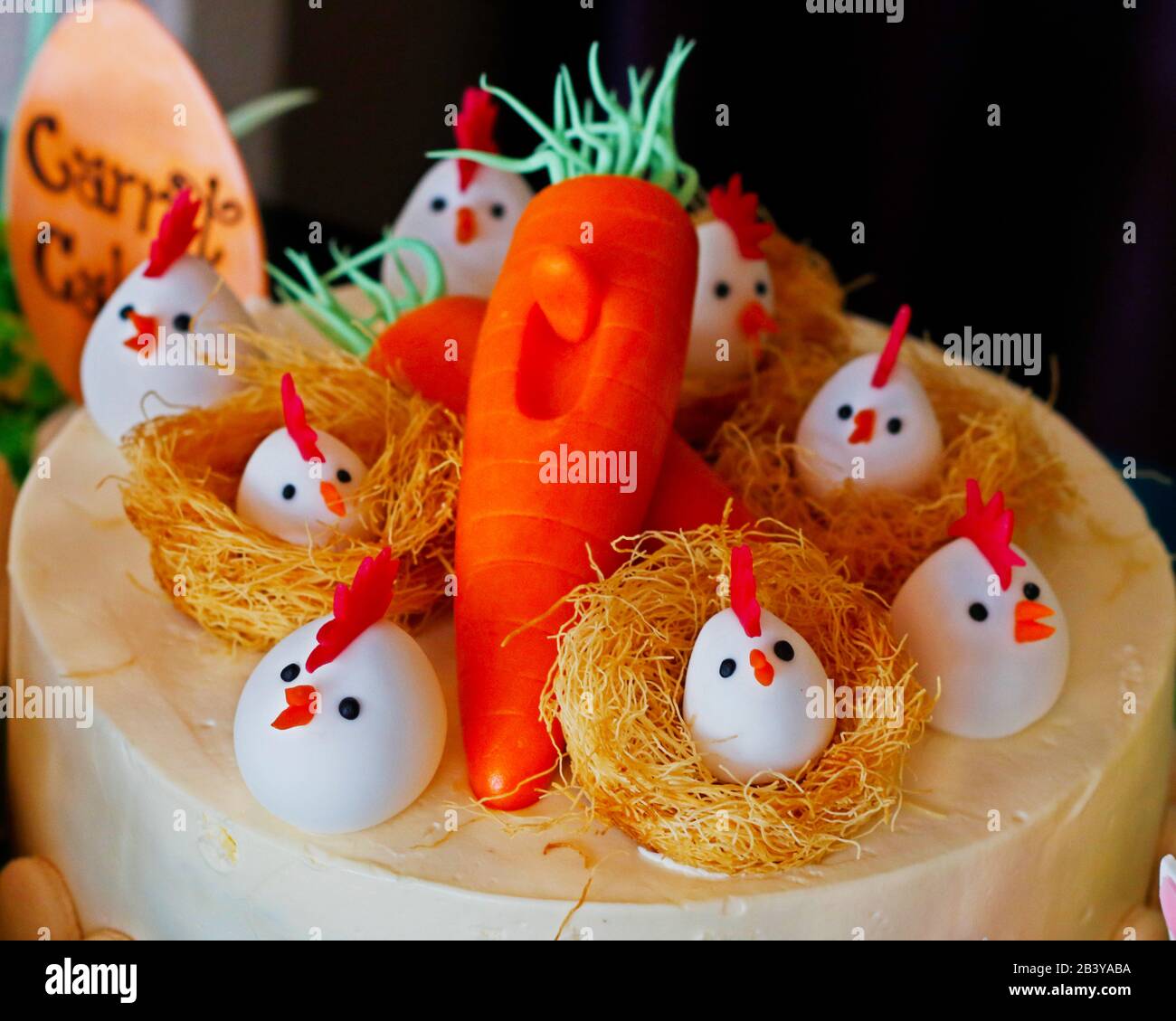 marzipan art, chicks in vermicelli nest Stock Photo