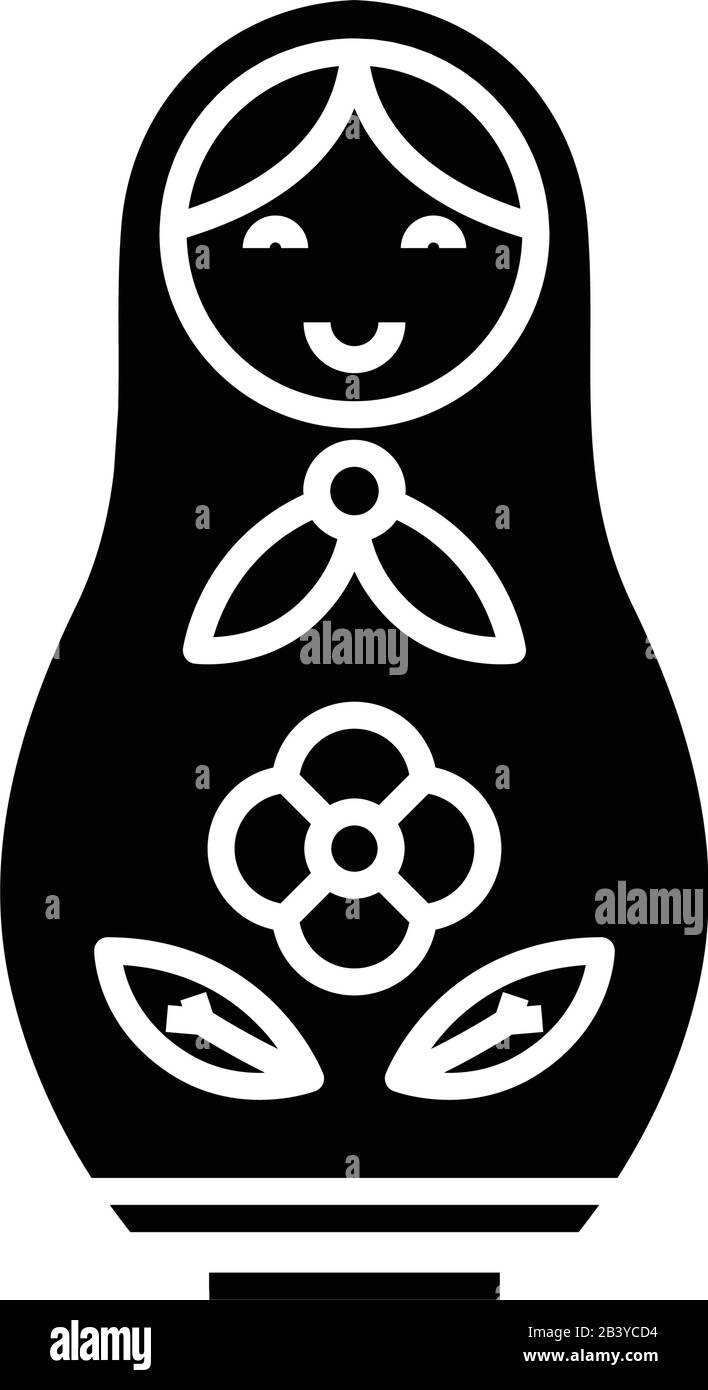 Russian doll black icon, concept illustration, vector flat symbol