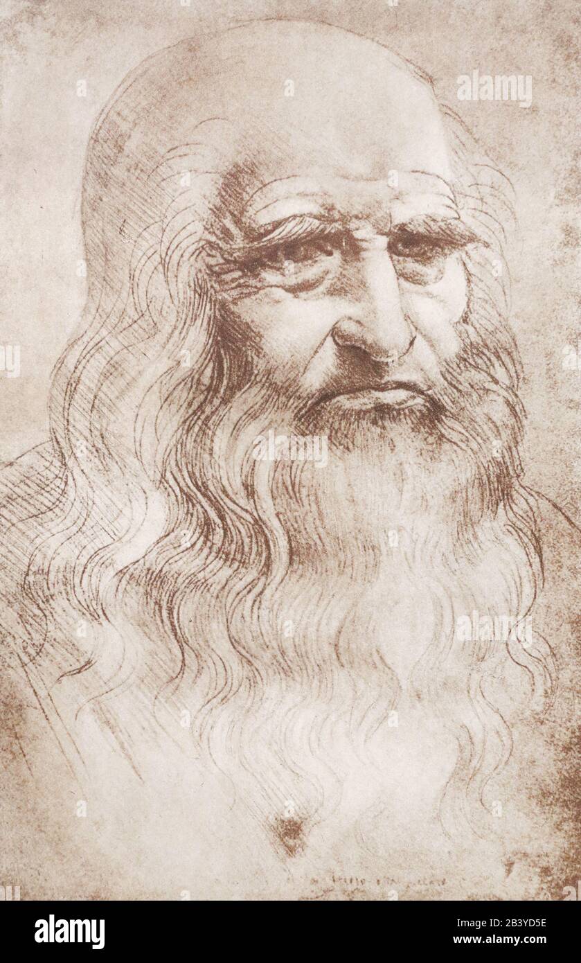 Self portrait of Leonardo da Vinci. Stock Photo