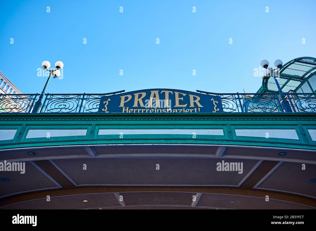 entry sign at the famous Prater of Vienna in Austria, the second word