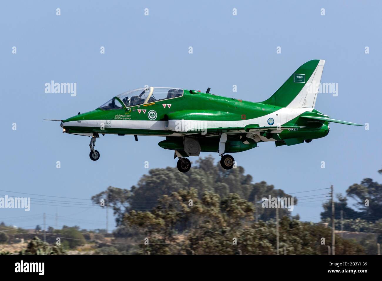 Saudi Arabian Air Force British Aerospace Hawks display team arriving in  Malta for 3 hours technical stop Stock Photo - Alamy