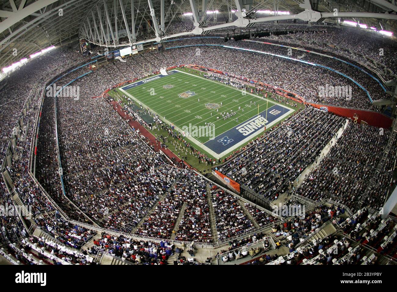 A view from the catwalk of Super Bowl XLII at University of Phoenix stadium in Glendale, AZ Stock Photo