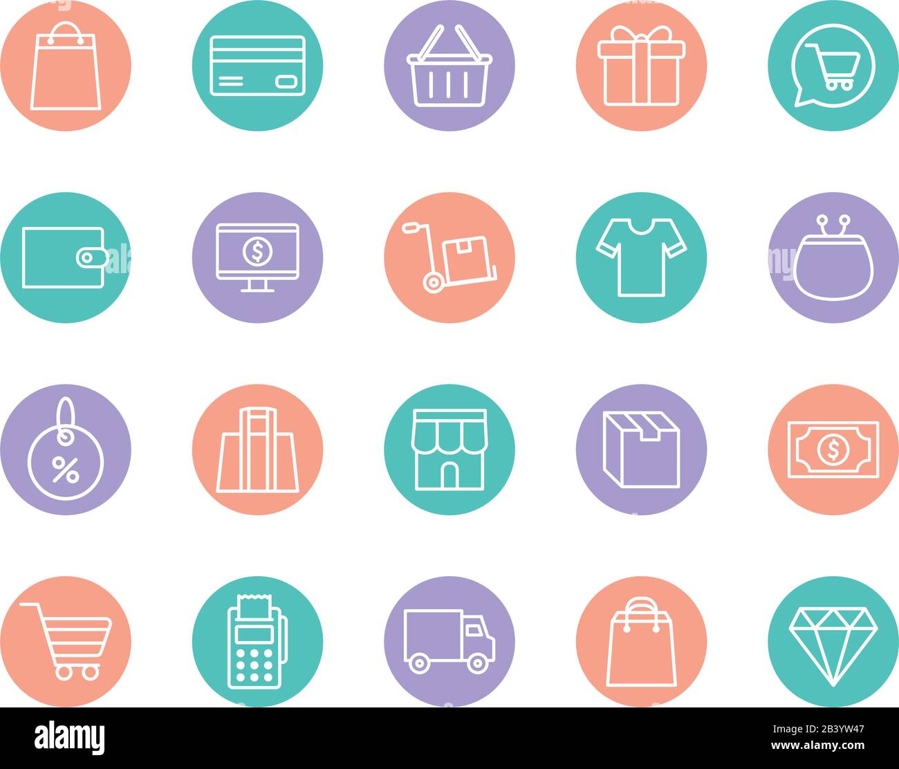shopping line and block style icon set vector design Stock Vector Image ...