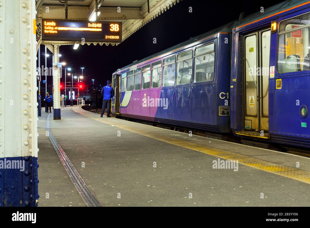 Northern rail class 144 pacer train 144006 at Sheffield railway station waiting to depart Stock Photo