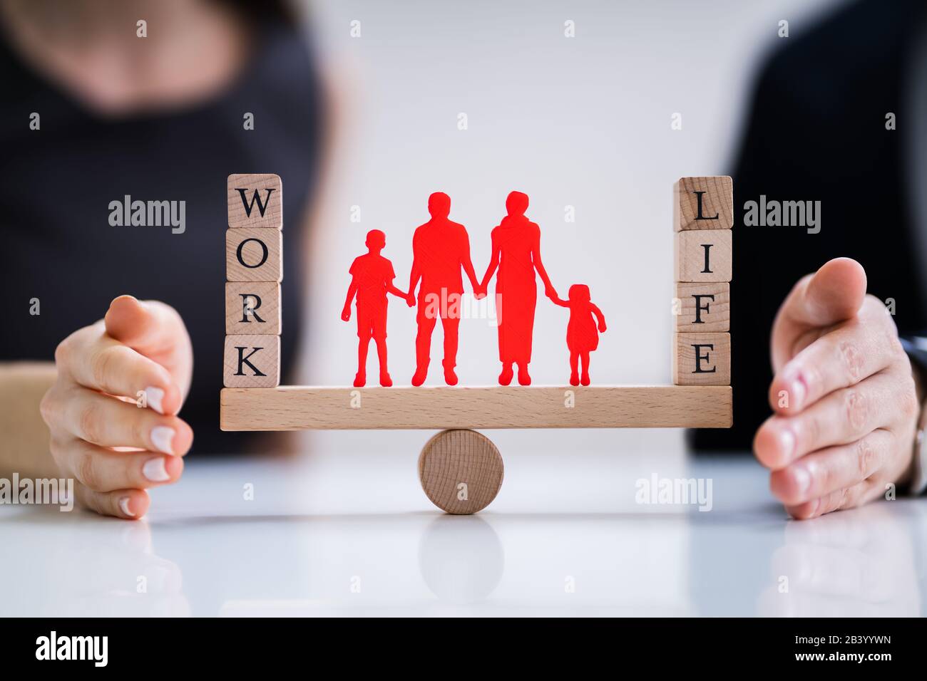 Happy Couple Protecting Balance Between Work And Life With Family Paper ...