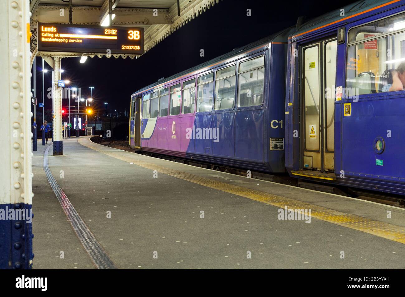 Northern rail class 144 pacer train 144006 at Sheffield railway station waiting to depart Stock Photo