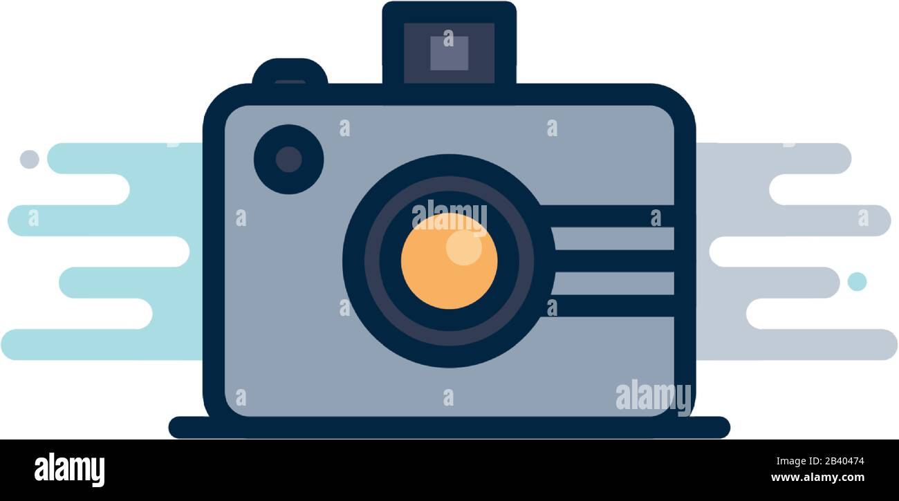 camera device line fill block style icon design, photography technology ...