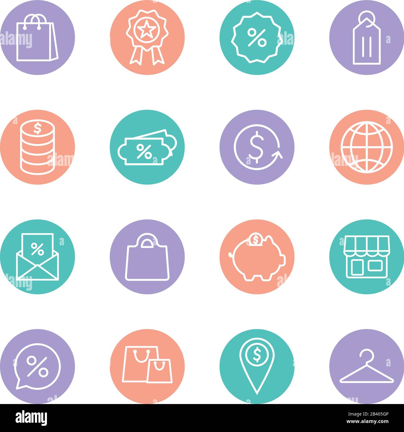 shopping line and block style icon set vector design Stock Vector Image ...