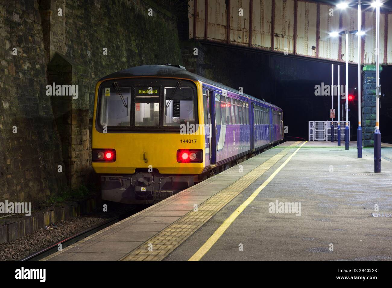 Arriva Northern rail class 144 pacer train 144017 at Sheffield railway station Stock Photo