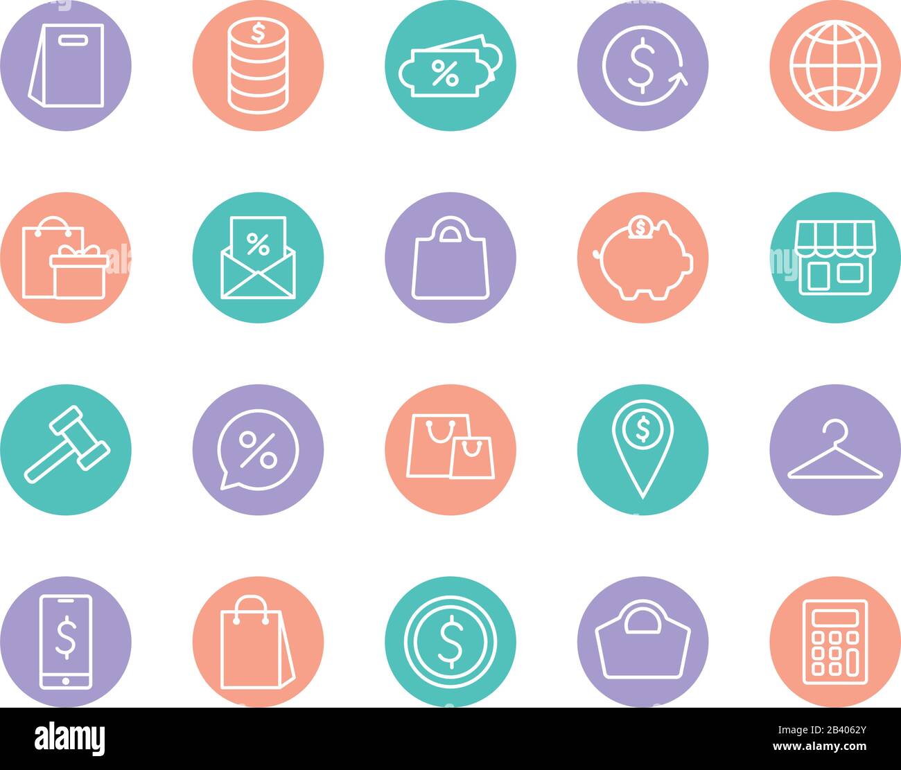 shopping line and block style icon set vector design Stock Vector Image ...