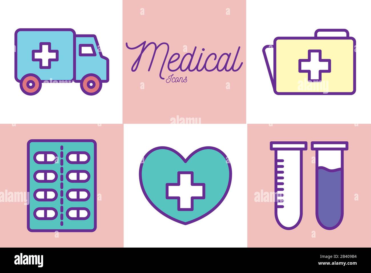medical line and fill style icon set vector design Stock Vector Image ...