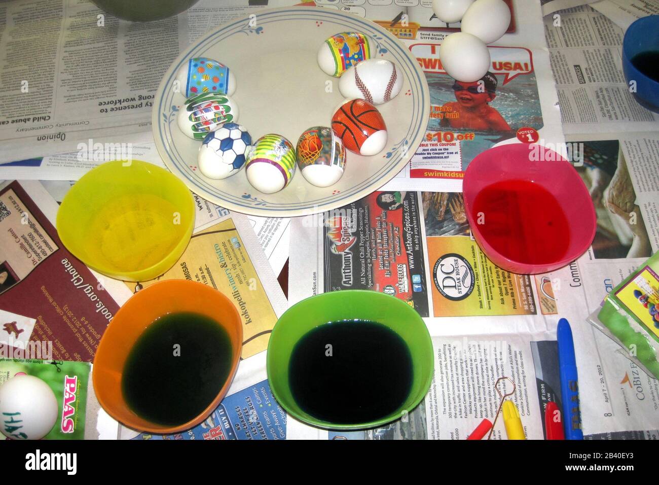 Easter eggs ready to be dyed. Stock Photo