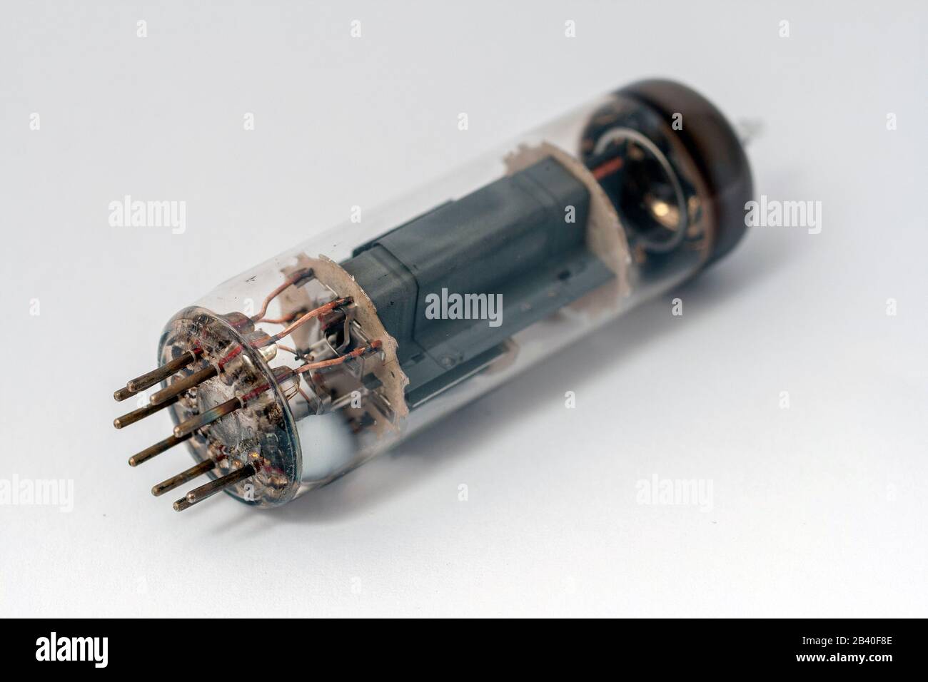 Old radio tubes on white background Stock Photo Alamy