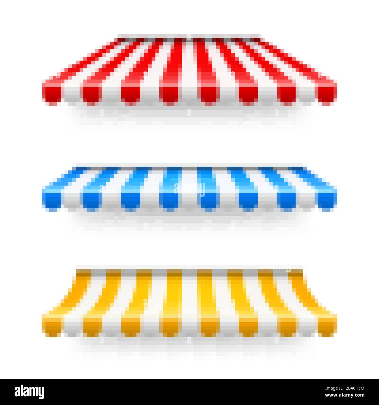 Shop sunshade. Realistic striped cafe awning. Outdoor market tent. Roof ...