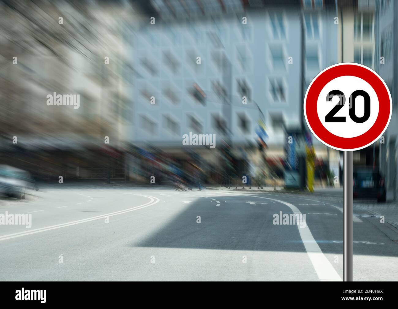 20 km/h speed limit in all cities and municipalities Stock Photo