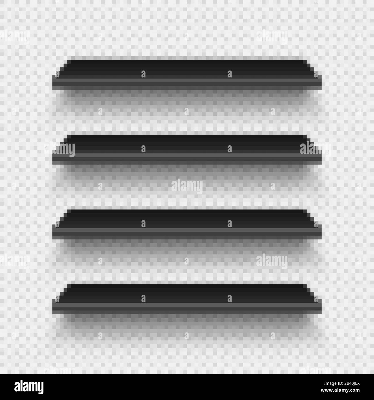 Realistic empty store shelves set. Product shelf. Grocery wall rack