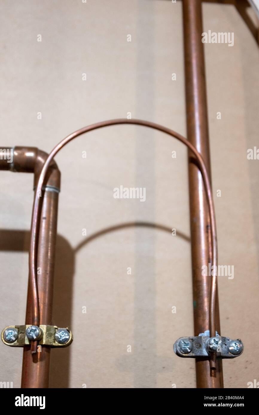 electrical grounding and jumper cable on copper piping Stock Photo Alamy