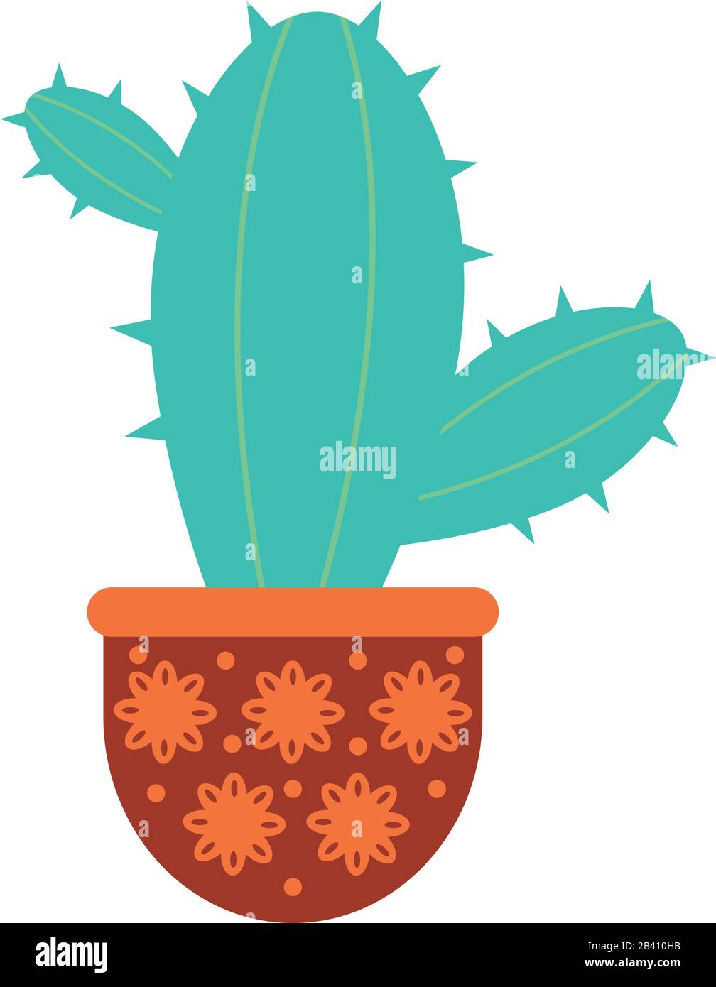 Cactus inside pot flat style icon design, Plant desert nature tropical ...