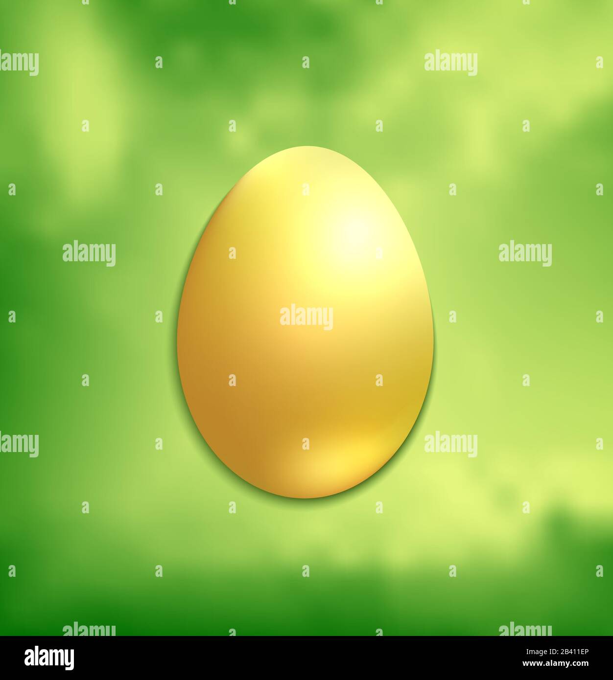 Golden Easter egg, green spring background vector Stock Vector