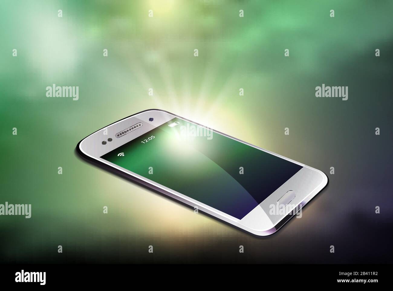 Mobile phone realistic light background green vector Stock Vector Image ...