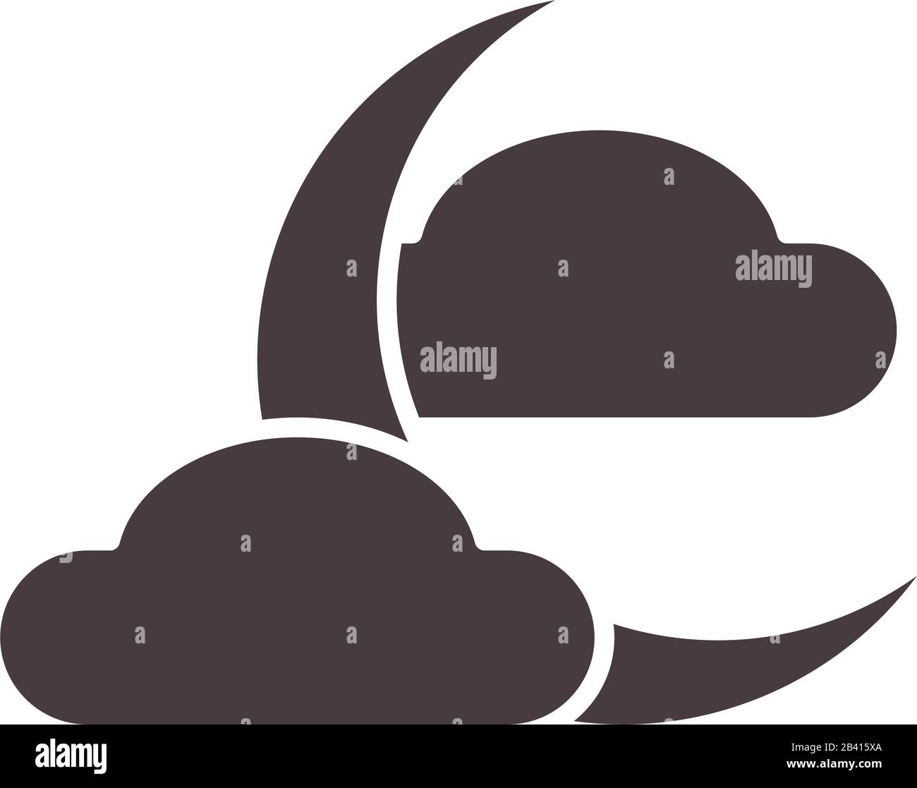 half moon clouds weather night vector illustration silhouette style ...