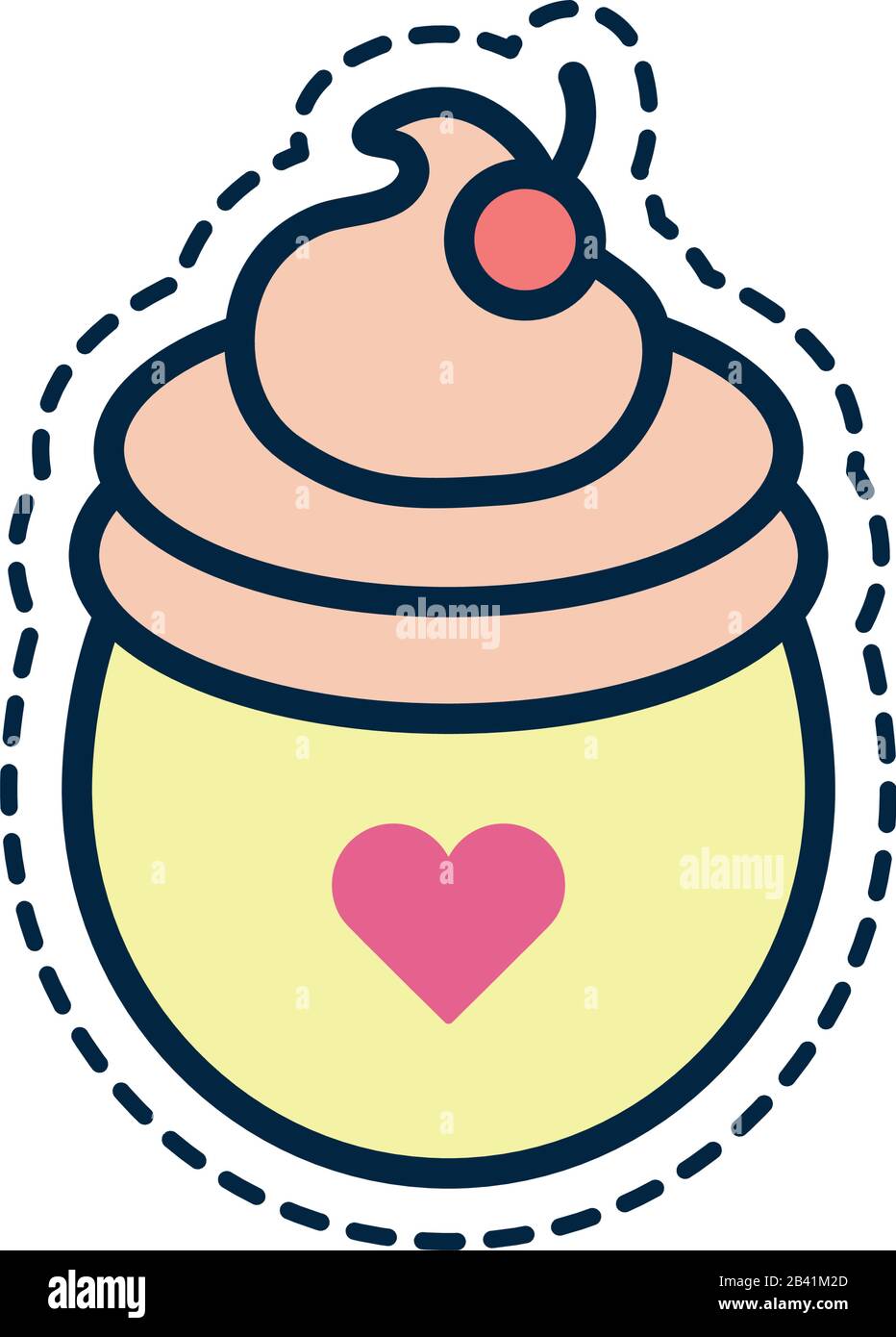Ice cream line fill style icon design, Sweet dessert food flavor scoop ...