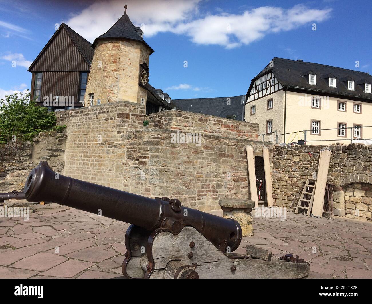 historic canon, castle of Waldeck, Hesse, Germany, Europe / Waldeck