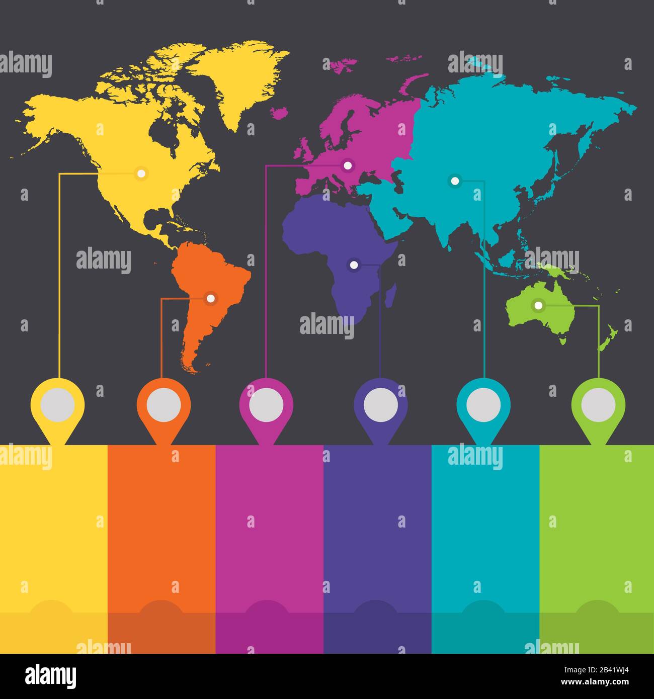 World Continents Infographics Colors Blank Stock Photo Alamy