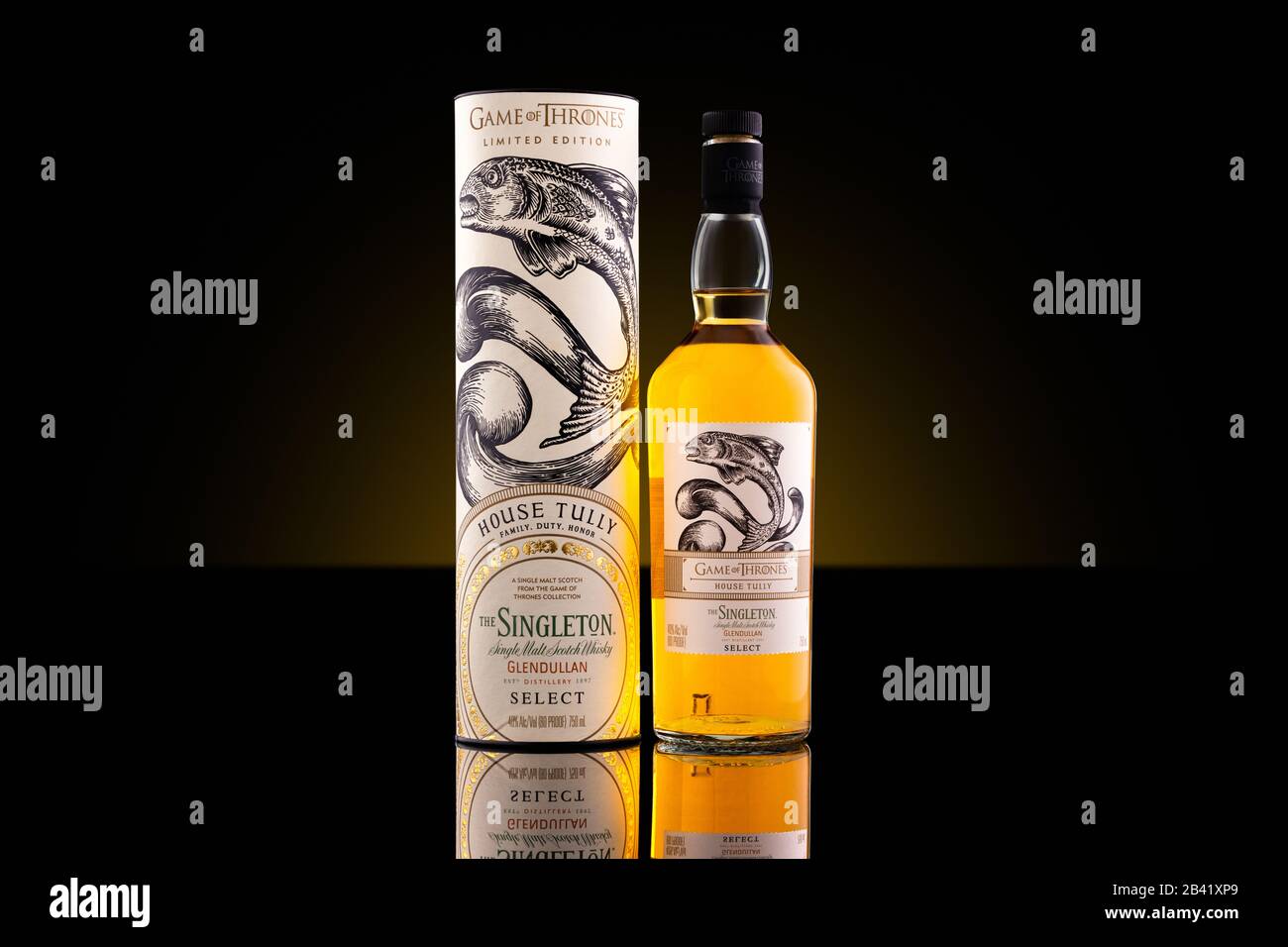 Bottle and box of The Singleton GoT edition, single malt whisky Stock Photo