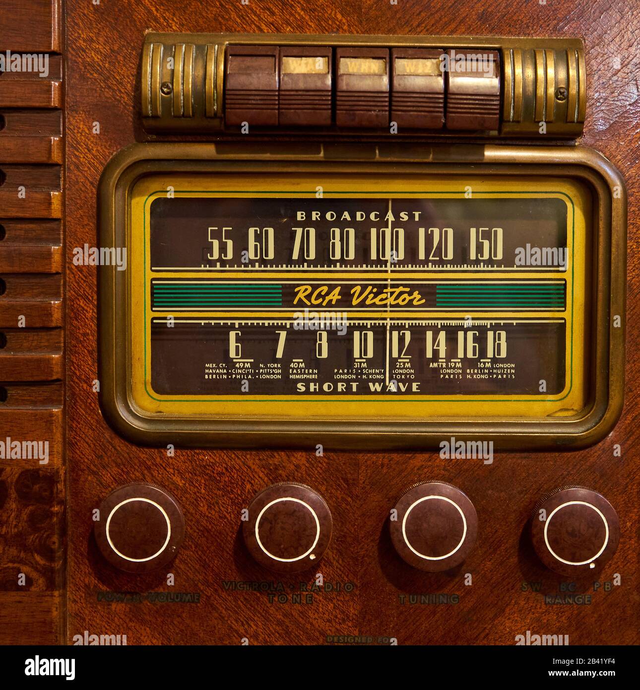RCA VICTOR AM Shortwave radio dial Stock Photo