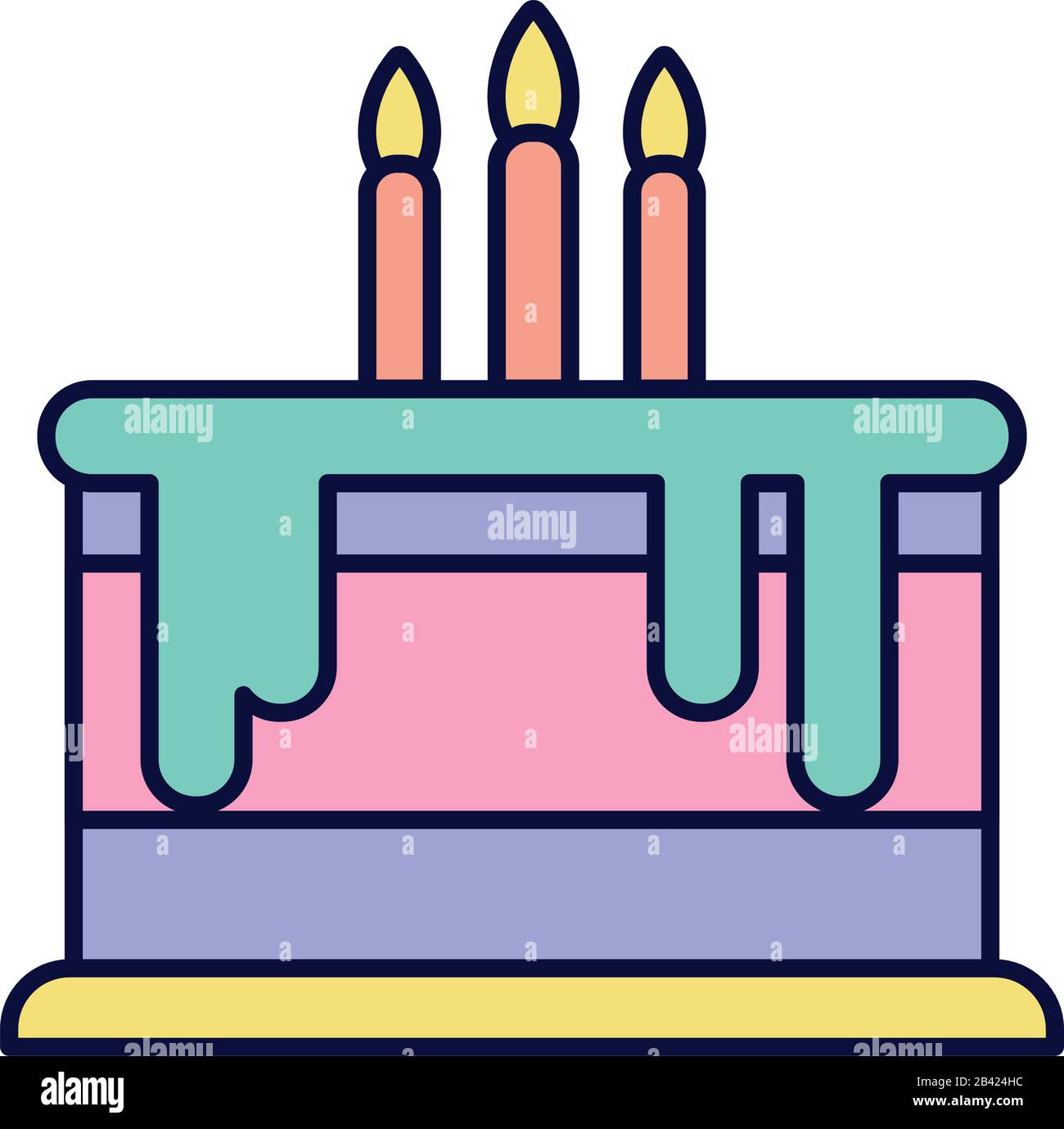 birthday cake with candles celebration cartoon icon style design vector ...