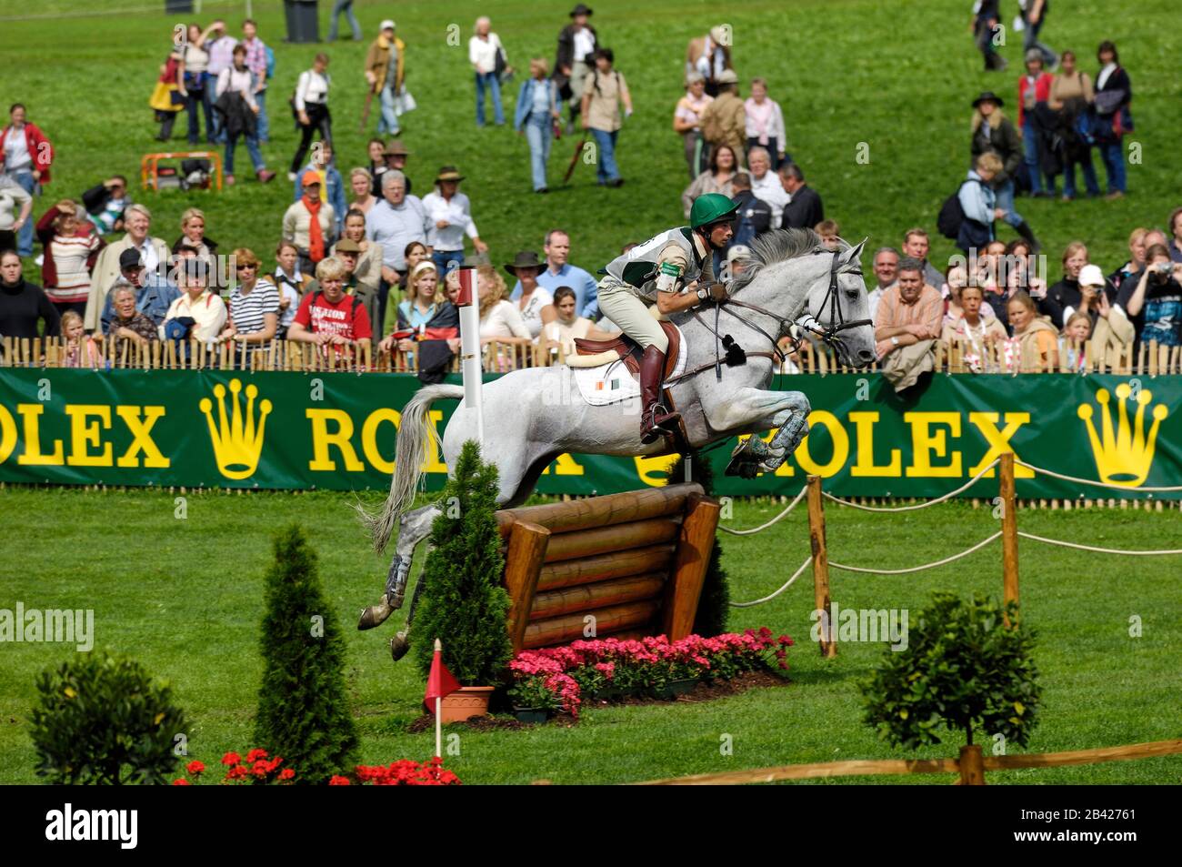 Geoff Curran (IRE) riding Balladeer Alfred - World Equestrian Games, Aachen, - August 26, 2006, Eventing Cross Country Stock Photo