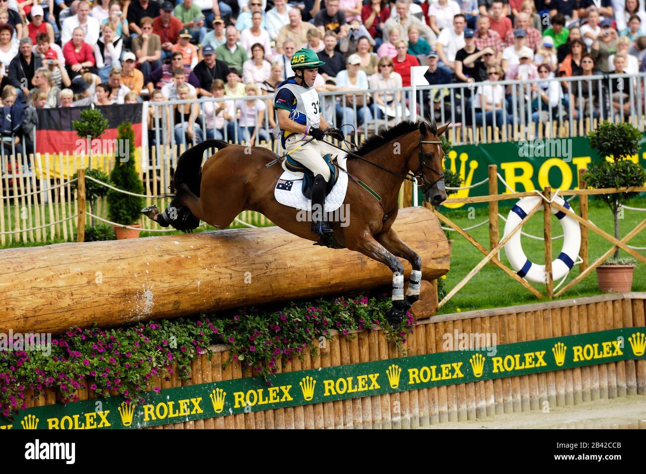 Phillip Dutton (AUS) riding Connaught - World Equestrian Games, Aachen, - August 26, 2006, Eventing Cross Country Stock Photo