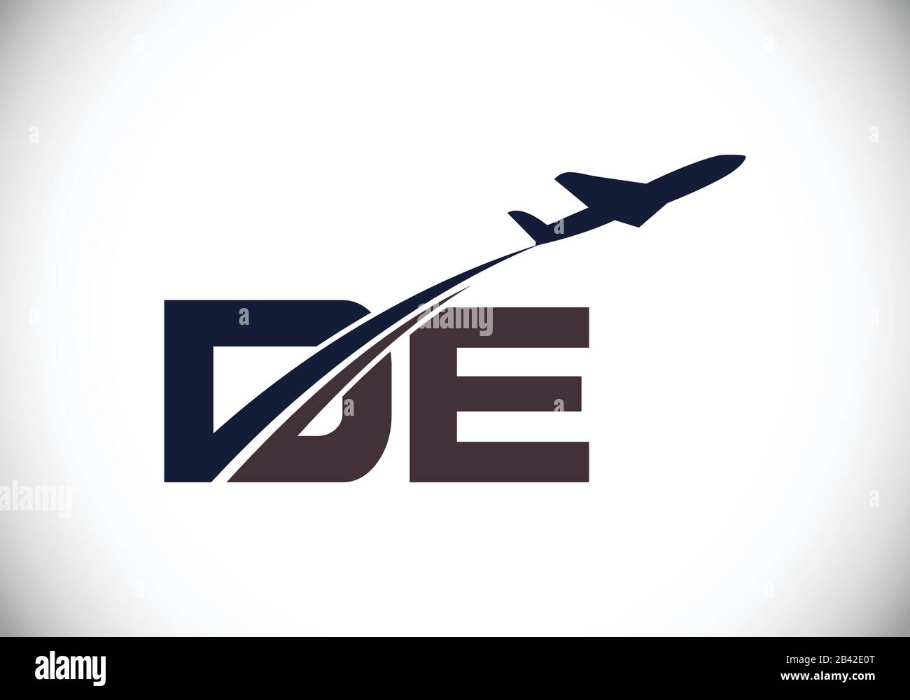 Initial Letter D and E with Aviation Logo Design, Air, Airline, Airplane and Travel Logo template. Stock Vector