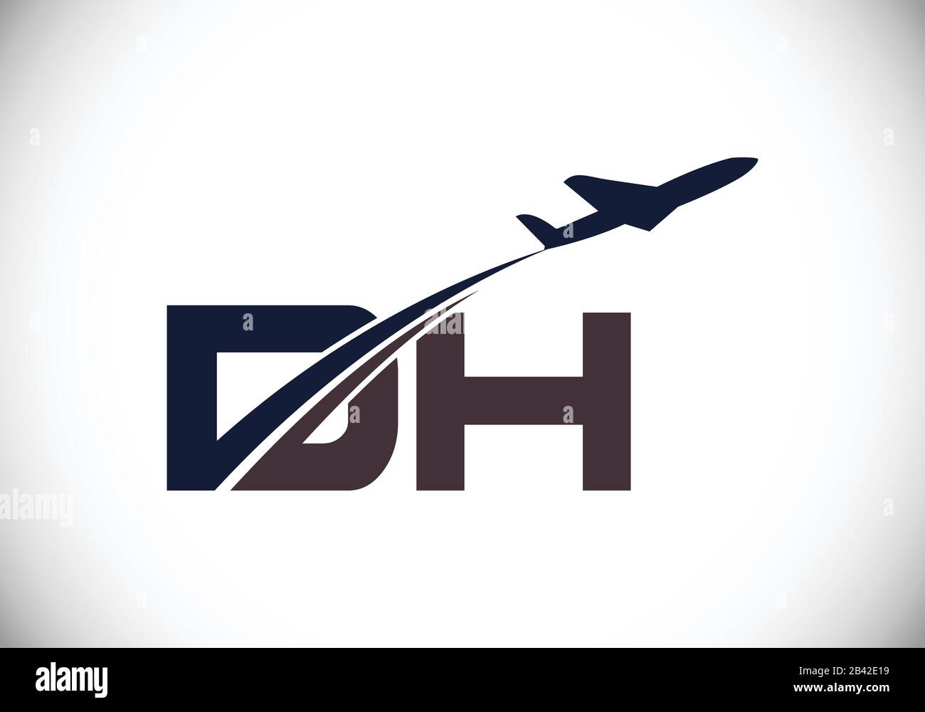 Initial Letter D and H with Aviation Logo Design, Air, Airline, Airplane and Travel Logo template. Stock Vector