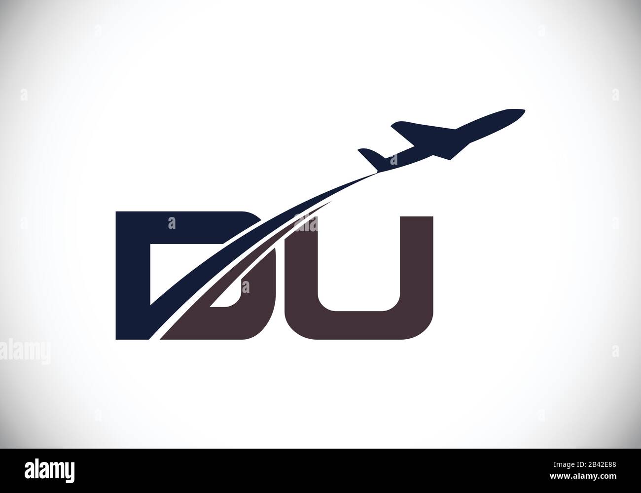 Initial Letter D and U with Aviation Logo Design, Air, Airline, Airplane and Travel Logo template. Stock Vector