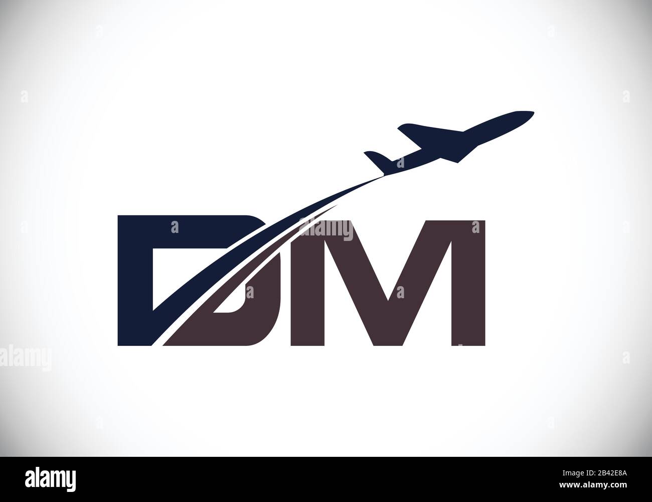 Initial Letter D and M with Aviation Logo Design, Air, Airline, Airplane and Travel Logo template. Stock Vector