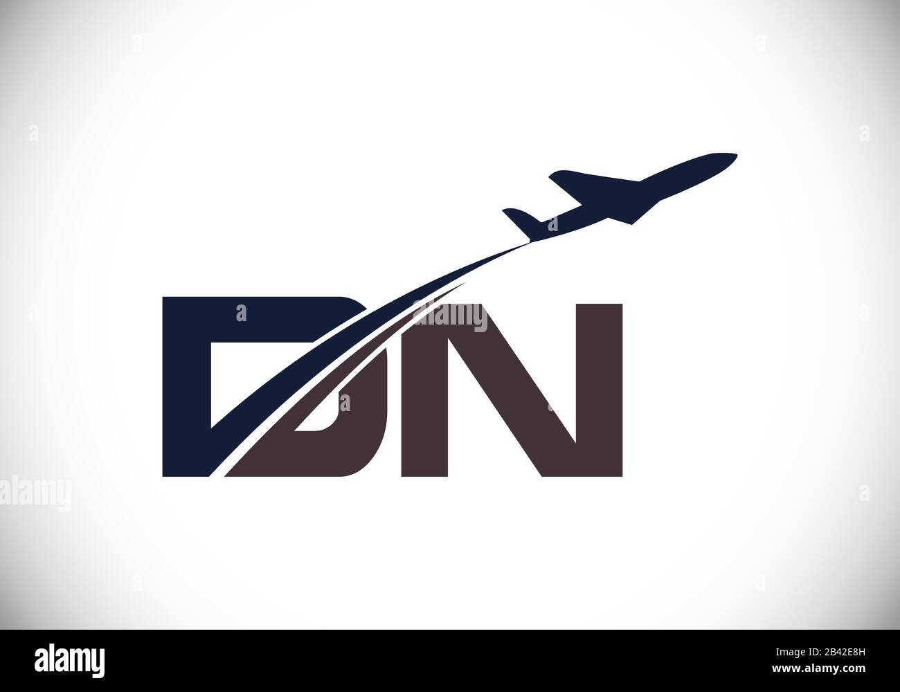 Initial Letter D and N with Aviation Logo Design, Air, Airline, Airplane and Travel Logo template. Stock Vector