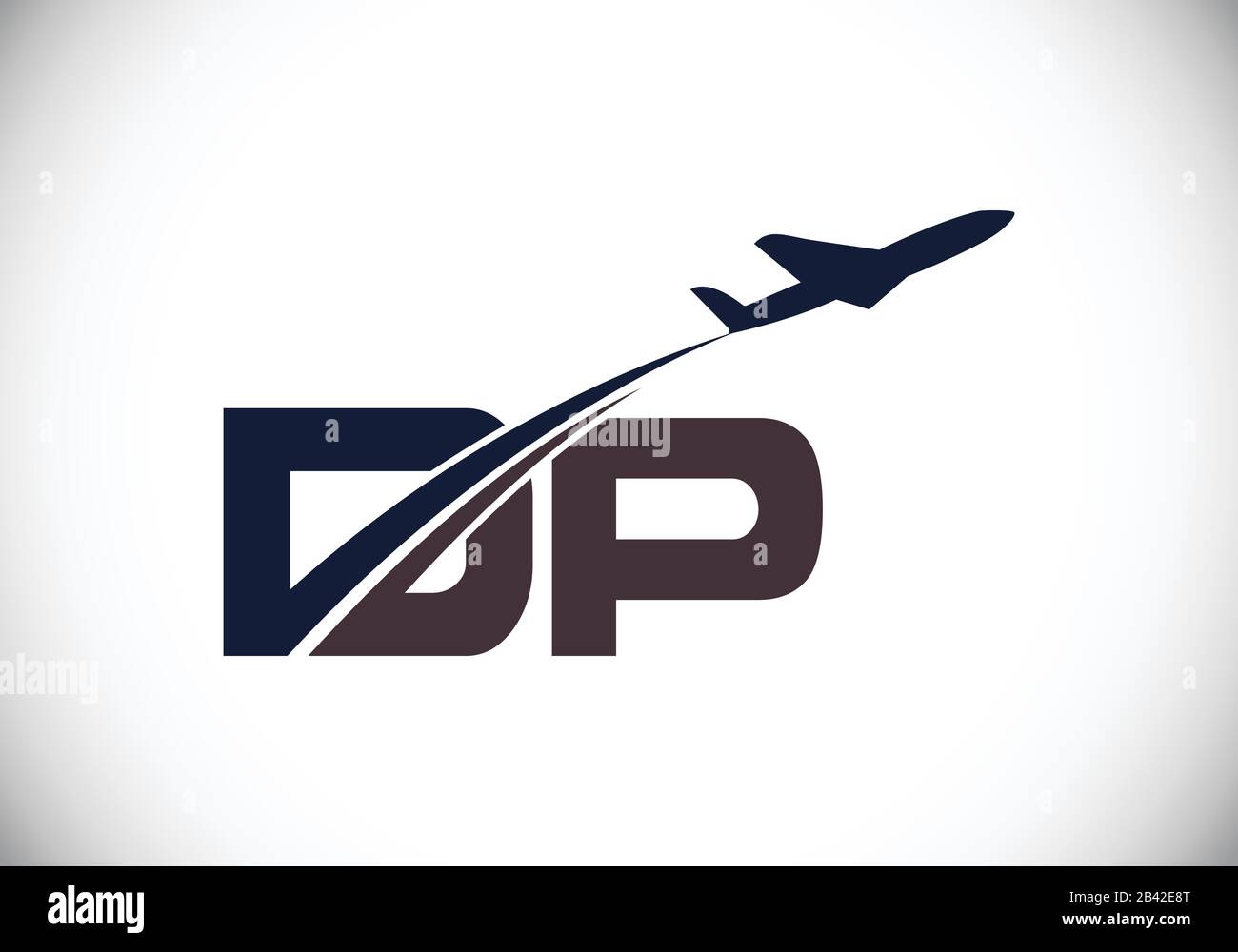 Initial Letter D and P with Aviation Logo Design, Air, Airline, Airplane and Travel Logo template. Stock Vector