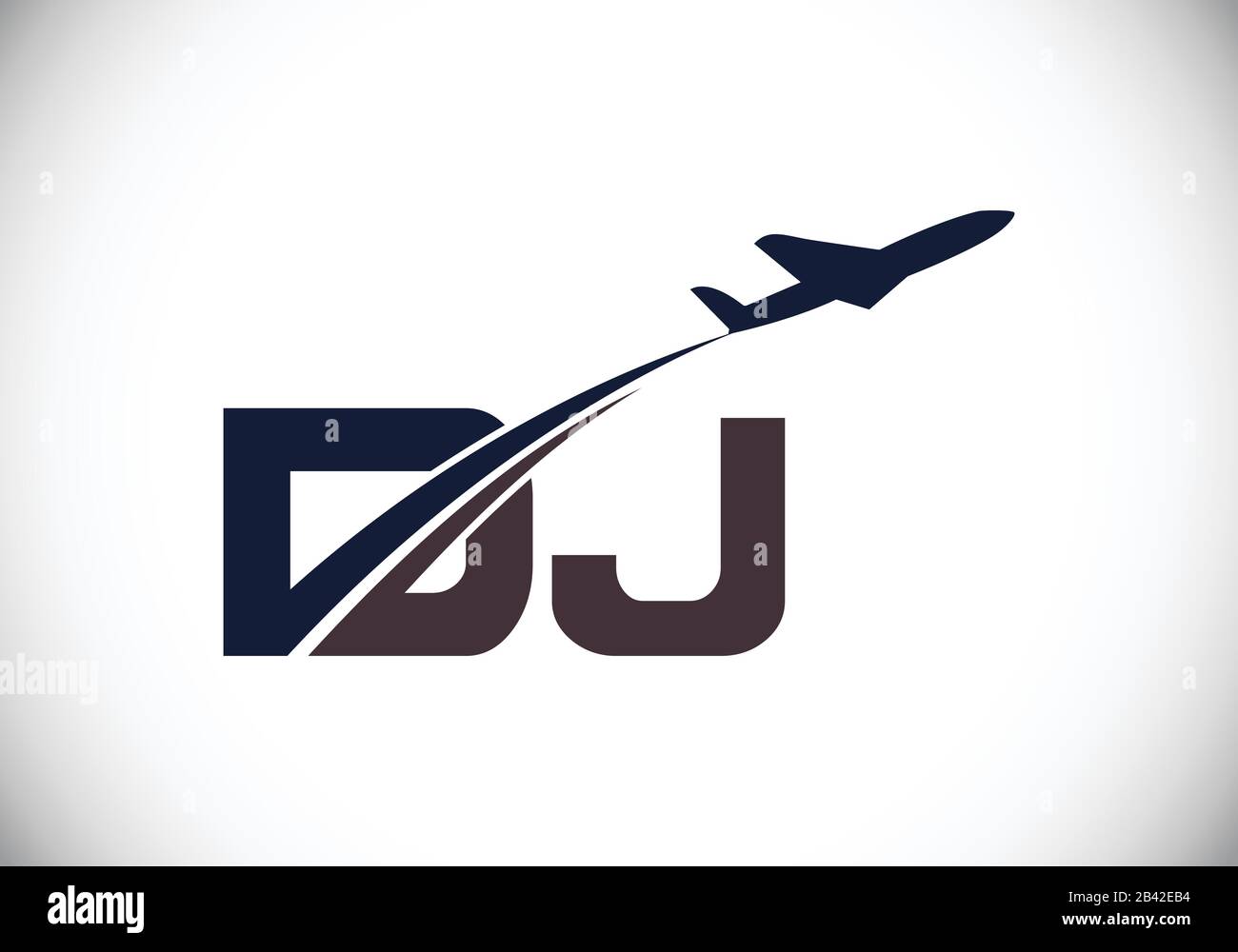 Initial Letter D and J with Aviation Logo Design, Air, Airline, Airplane and Travel Logo template. Stock Vector