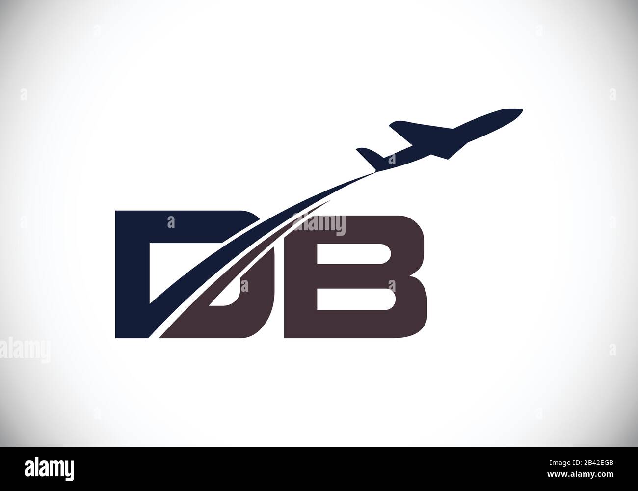 Initial Letter D and B with Aviation Logo Design, Air, Airline, Airplane and Travel Logo template. Stock Vector