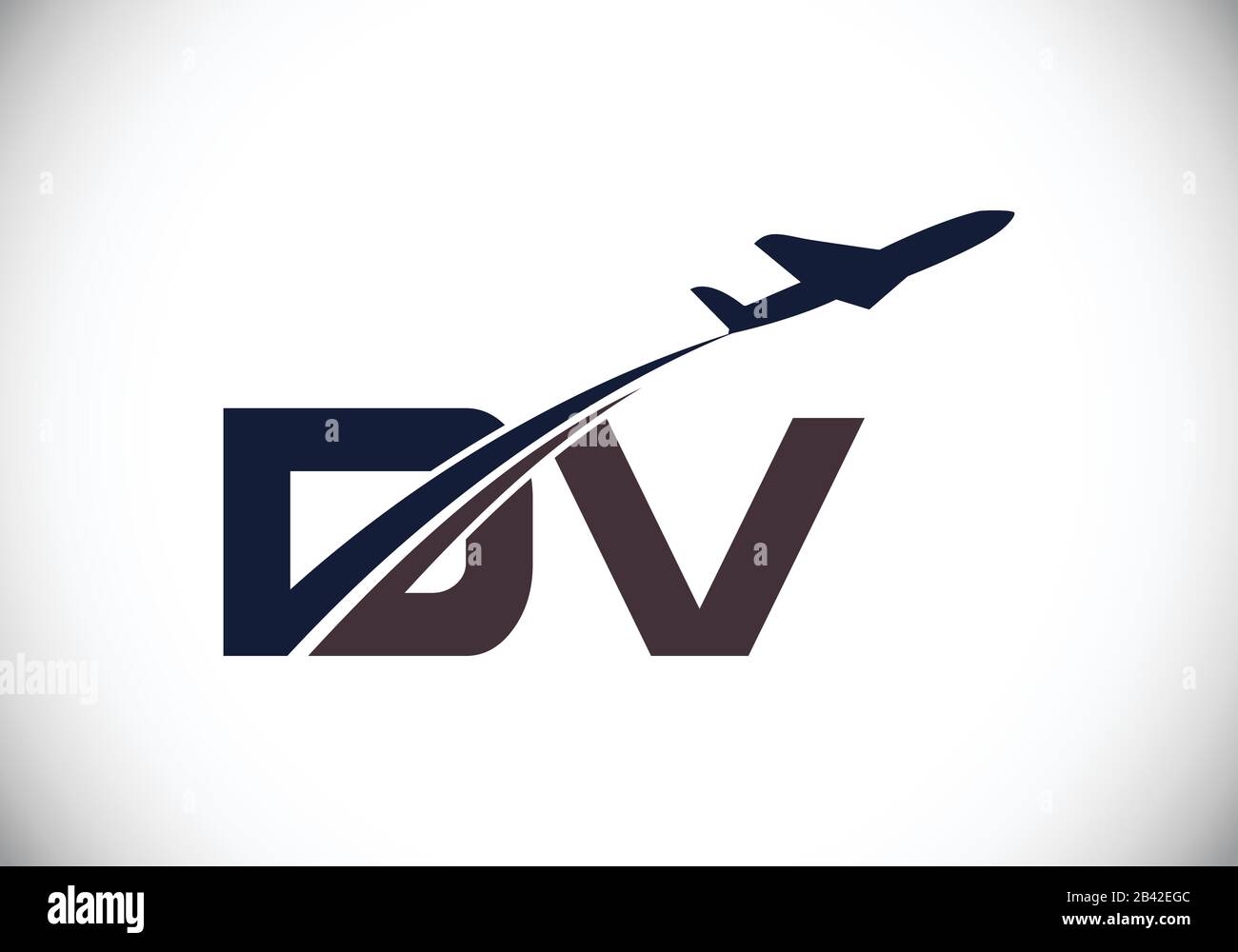 Initial Letter D and V with Aviation Logo Design, Air, Airline, Airplane and Travel Logo template. Stock Vector