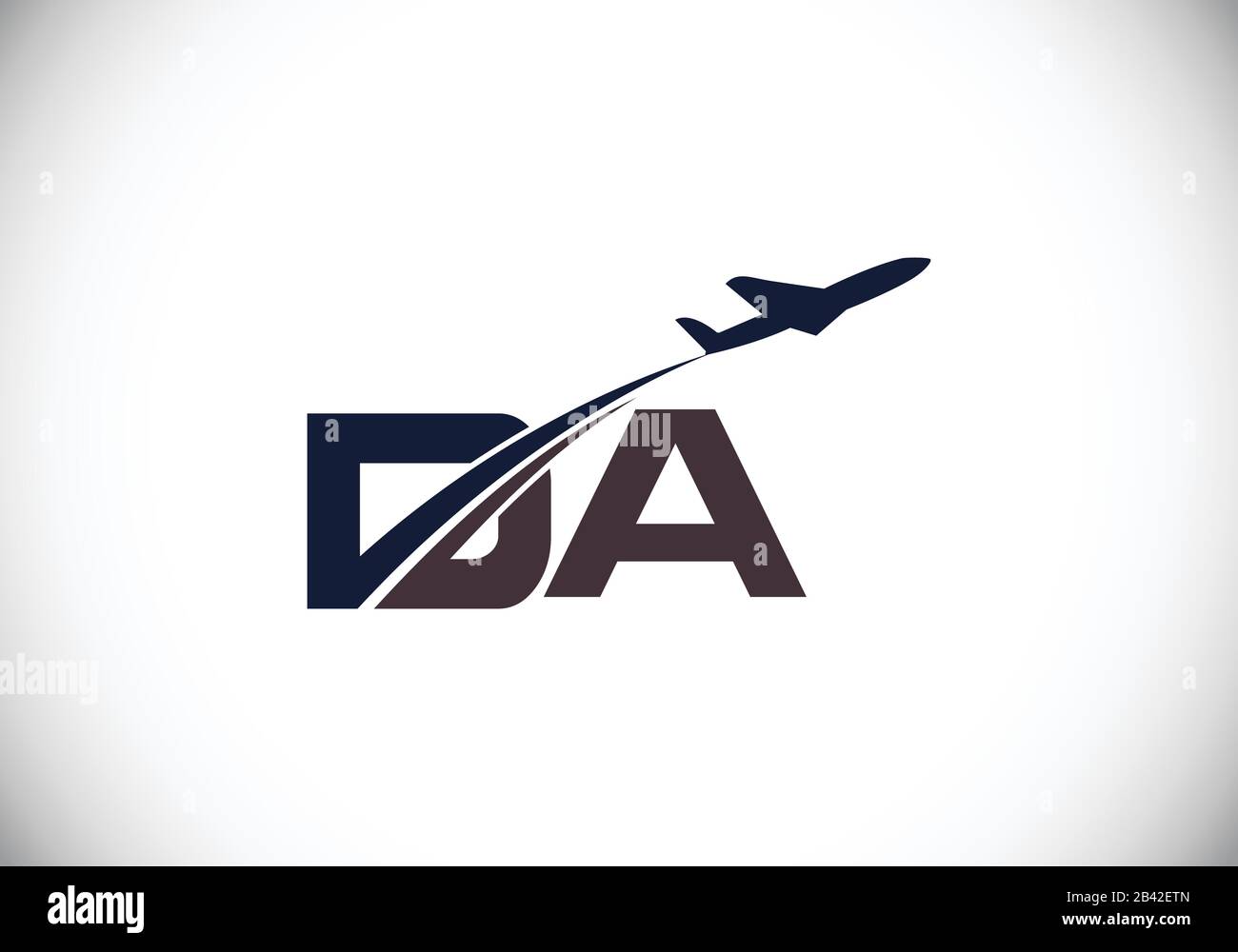Initial Letter D and A with Aviation Logo Design, Air, Airline, Airplane and Travel Logo template. Stock Vector