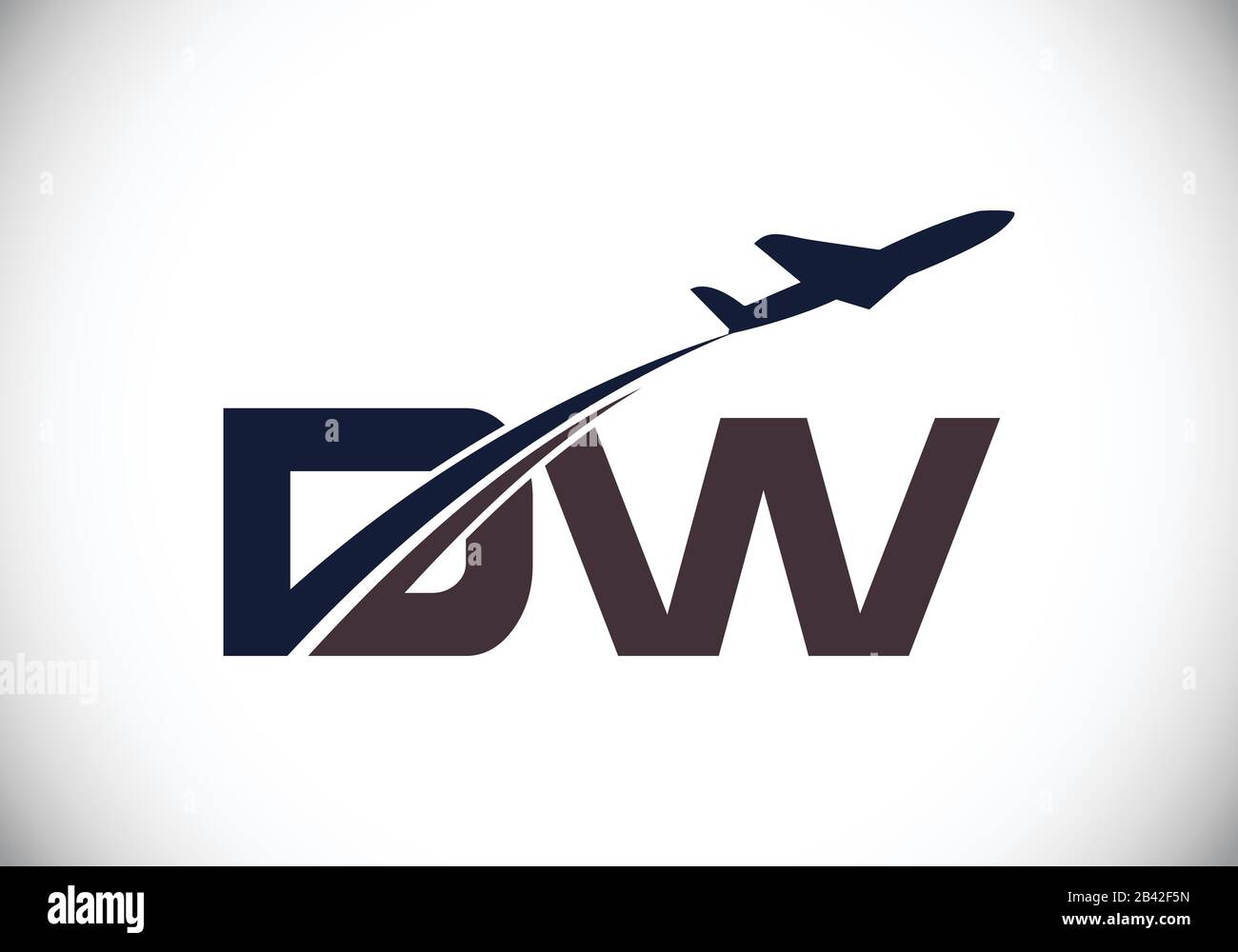 Initial Letter D and W with Aviation Logo Design, Air, Airline, Airplane and Travel Logo template. Stock Vector