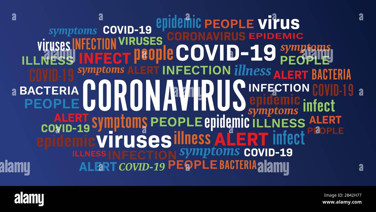 Coronavirus disease epidemic illness word tag cloud vector Stock Vector