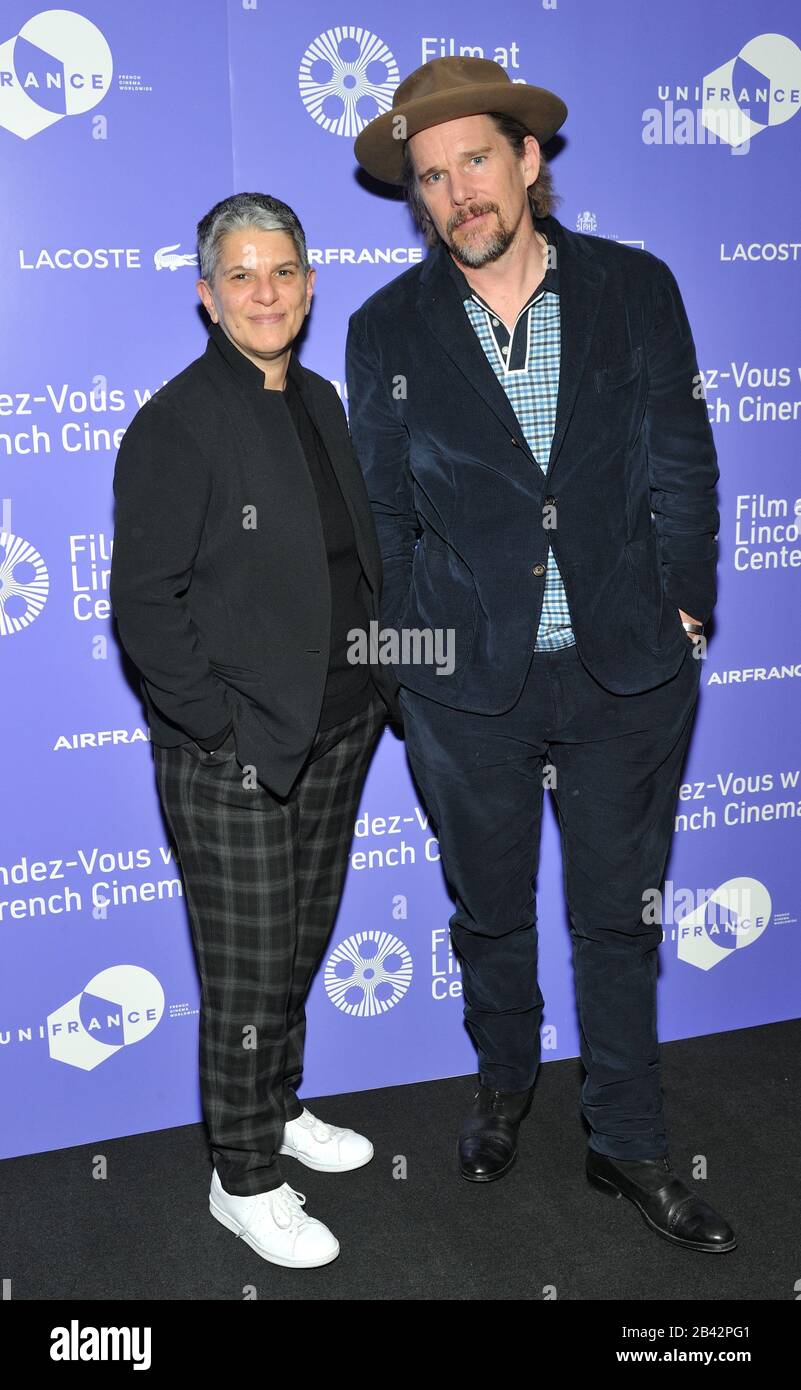 New York Usa 05th Mar 2020 L R Film At Lincoln Center Exec Dir Lesli Klainberg And Actor Ethan Hawke Attend The Ny Premiere Of The Truth At Rendez Vous With French Cinema Opening
