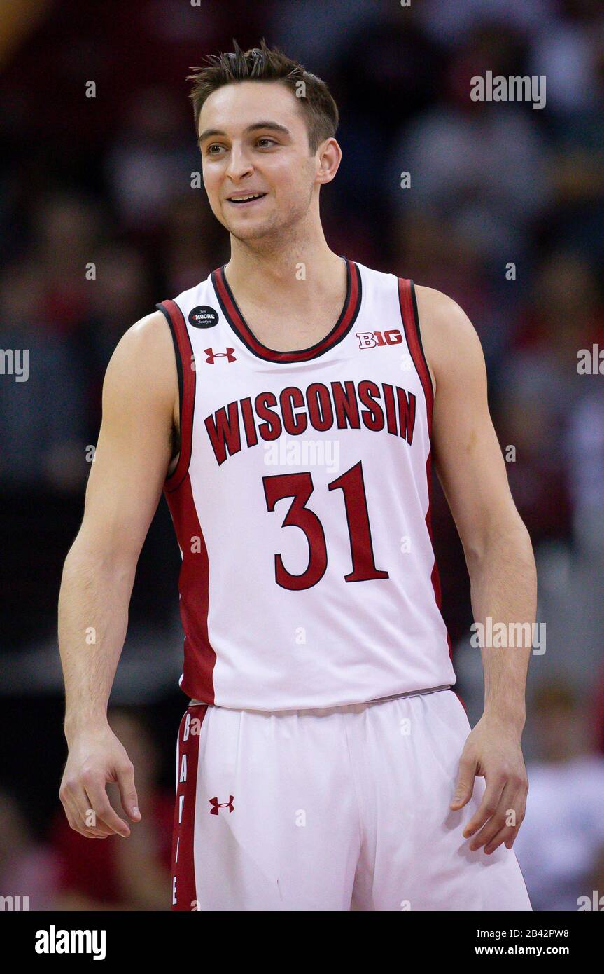 Madison, WI, USA. 4th Mar, 2020. Wisconsin Badgers guard Michael Ballard #31 scores his only points of his career on senior night in the final seconds of the NCAA Basketball game between the Northwestern Wildcats and the Wisconsin Badgers at the Kohl Center in Madison, WI. John Fisher/CSM/Alamy Live News Stock Photo