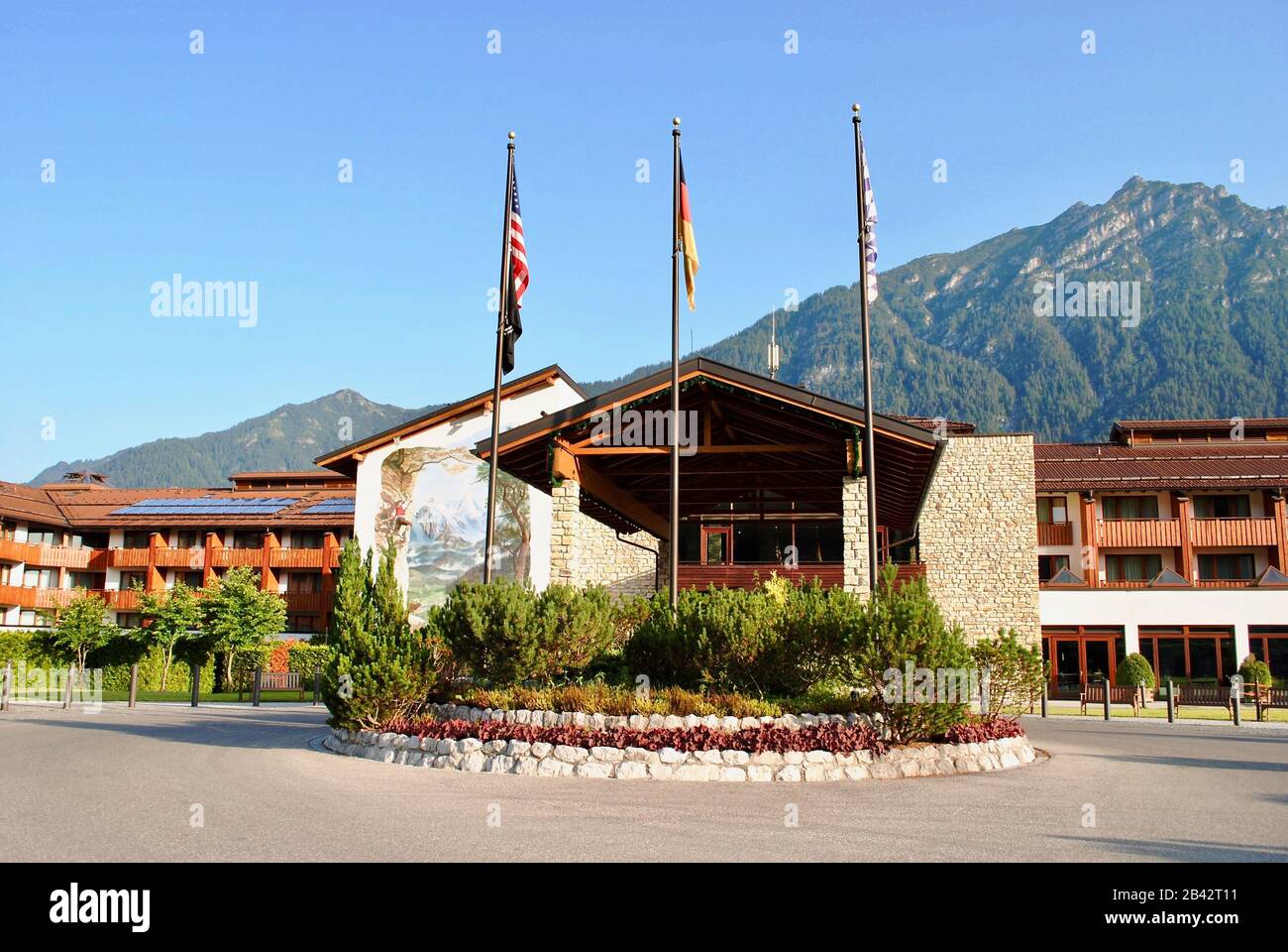 Edelweiss Lodge and Resort serves members of the U.S. Armed Forces and their families in Garmisch-Partenkirchen, Germany. A MWR military facility. Stock Photo